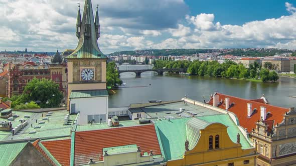 Staromestsky Water Tower Timelapse in Prague the Czech Republic