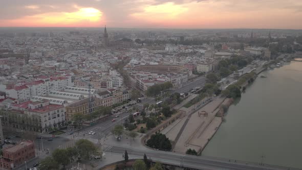 Aerial of the city and Canal de Alfonso XIII