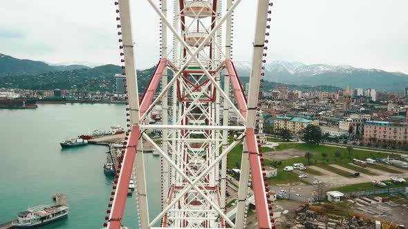 Firstperson View From the Cab on the Ferris Wheel Near the Sea