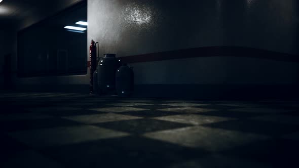 Empty Dark Hospital Laboratory Corridor alt