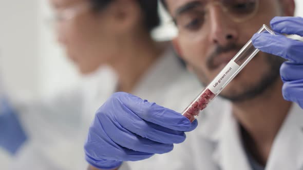 Researcher Examining Lab-Grown Meat