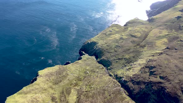 Aerial View of the Beautiful Coast at Malin Beg with Slieve League in the Background in County