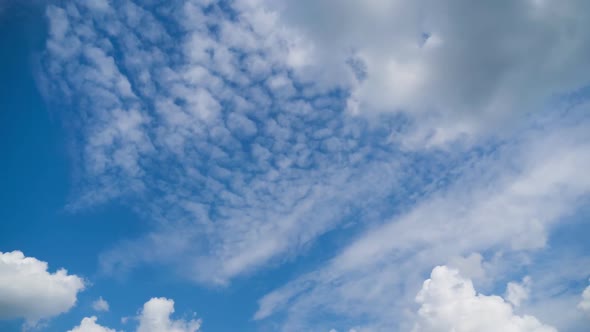 Clouds Move Smoothly in the Blue Sky. Timelapse