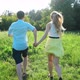 Two People Are Running Across the Field - VideoHive Item for Sale