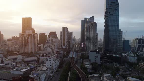 4k Aerial city view of Bangkok downtown, Flying over Bangkok, Thailand.