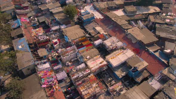 Mumbai, India, Dharavi slums, 4k aerial drone footage