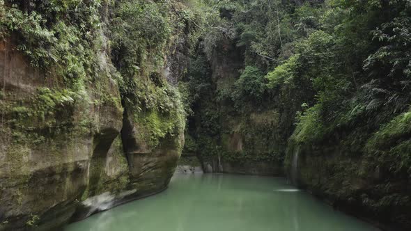 Guejar Canyon, in Mesetas Colombia, crystal clear waters, emerald green waters, low-altitude overfli