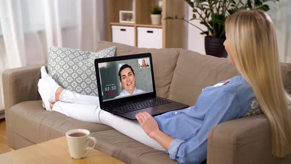 Woman Having Video Call on Laptop Computer at Home 132