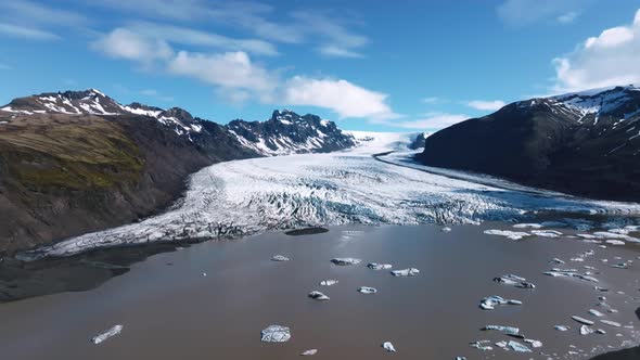 Aerial Panoramic View of the Skaftafell Glacier Vatnajokull National Park