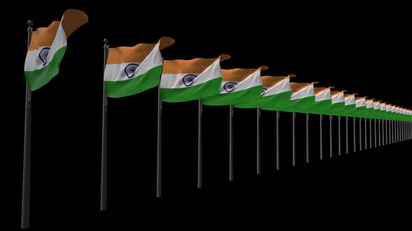 Row Of India Flags With Alpha 2K