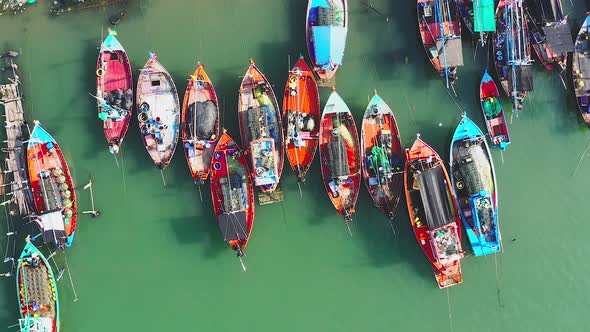 Aerial View of Pak Nam Pranburi Estuary in Prachuap Khiri Khan Thailand