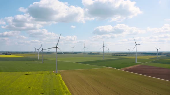 Wind turbine in a green field