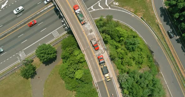 Highway Road Junctions Crossroads at Aerial View of Vehicles Car Traffic