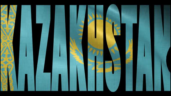 Kazakhstan Flag Into Country Name