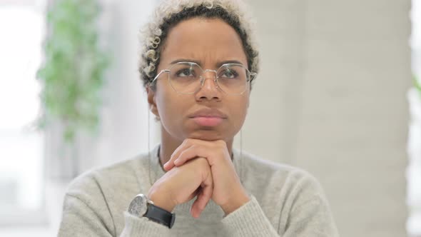 Close Up of Pensive African Woman Thinking