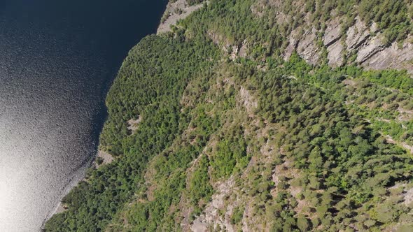 Beautiful lake in Telemark, Norway highlands, aerial view