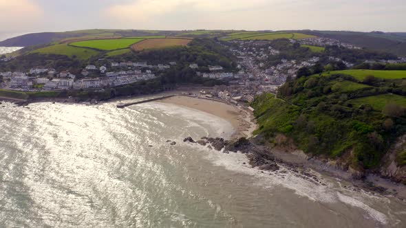 The Coastal Town of Looe in Cornwall UK Seen From The Air in the Summer