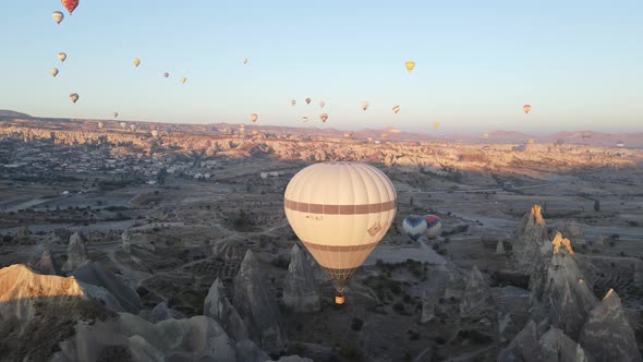 Cappadocia, Turkey : Balloons in the Sky. Aerial View