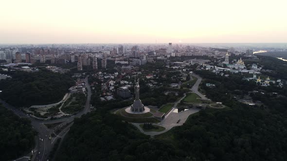 Night Video Footage in  Quality to Motherland in Kyiv Ukraine