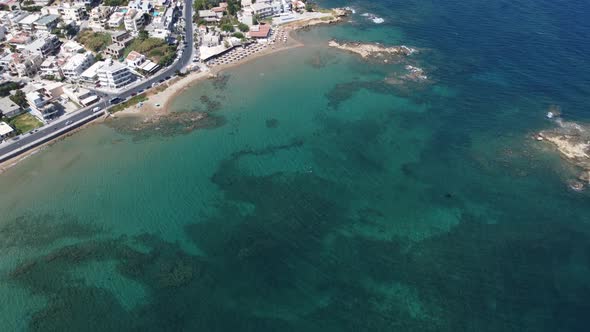 Aerial Video View From Drone on Underwater Reefs and Coastal Rocks in Mediterranean Sea Near Beaches