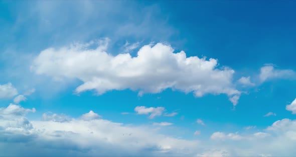 Timelapse of Daytime Blue Sky with Flying White Clouds