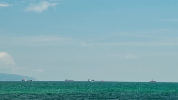 Large Ships are at Sea in the Roadstead
