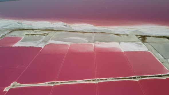 Flying Over a Pink Salt Lake