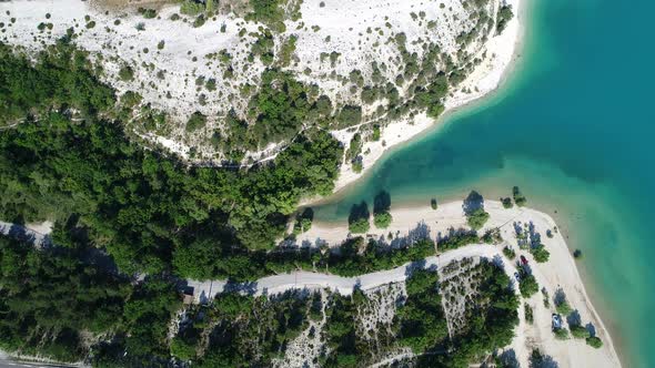 Lake of Sainte-Croix in the Verdon Regional Natural Park in France from the sky