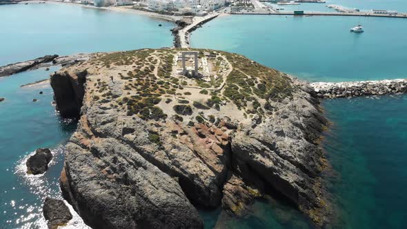 Aerial View of Portara on Naxos in Greece.