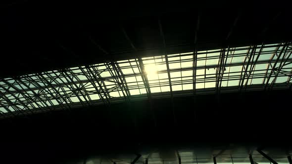 the Sun Shines Through the Roof of the Airport Pavilion