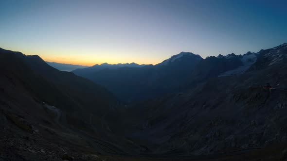Sunrise in Stelvio Pass in the Alps, timelapse video