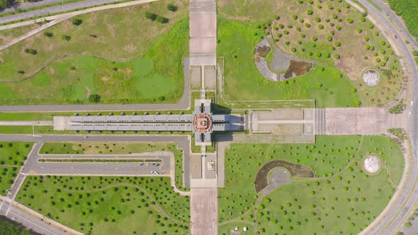 Top-down View Of Columbus Lighthouse In Santo Domingo Este, Dominican Republic. - aerial drone