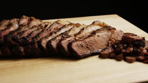 Rotating Shot of Delicious Smoked Brisket