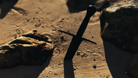 Retro Sword on Sand Beach alt