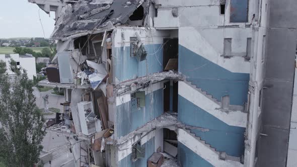 Multistorey Building Bombed During the War in Ukraine