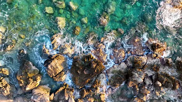 Texture of the sea and wild beach aerial view 4 K