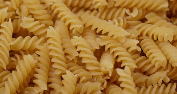 Stack of fusilli close up