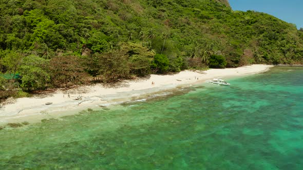 Tropical Island with Sandy Beach. El Nido, Philippines