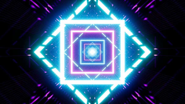 Flickering Neon Geometric Square Light Disco VJ Loop