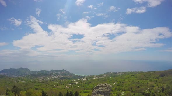 Amazing Mountain Landscape, Ocean and Clouds, Beautiful Weather, Timelapse
