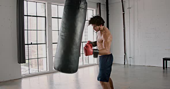 Athletic Male Boxing Slow Motion