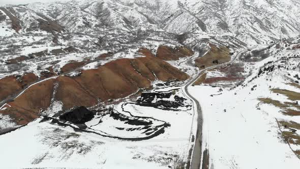 Snow covered canyon in winter.