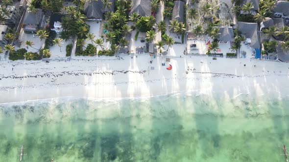 View From a Height of the Indian Ocean Near the Coast of Zanzibar Tanzania