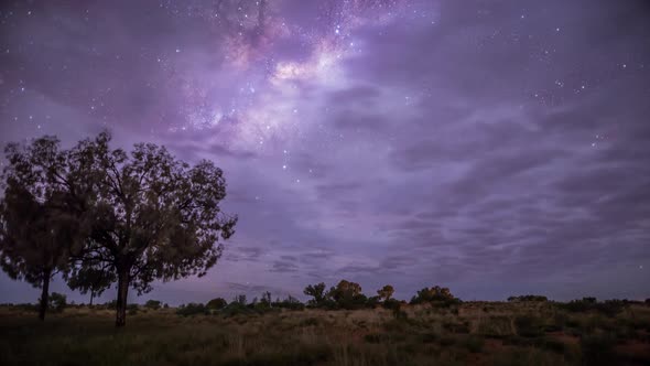 Timelapse of The Milky Way stars of our galaxy that includes our Solar System in the Australian outb