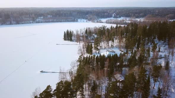 The Tall Trees Covered with Thick Snow in Finland