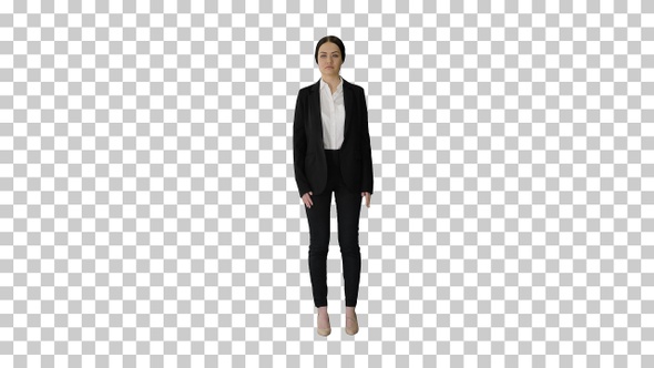 Attractive businesswoman standing doing nothing, Alpha Channel