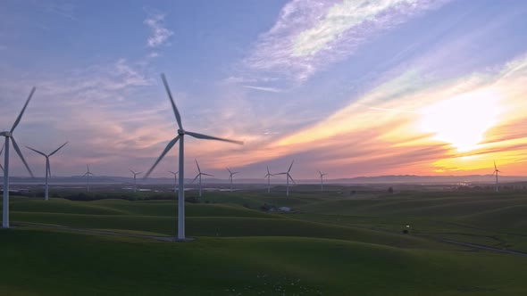 Wind Farm In The Sunset