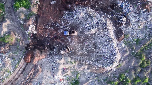 Aerial Drone View of Large Garbage Landfill Trash Dump