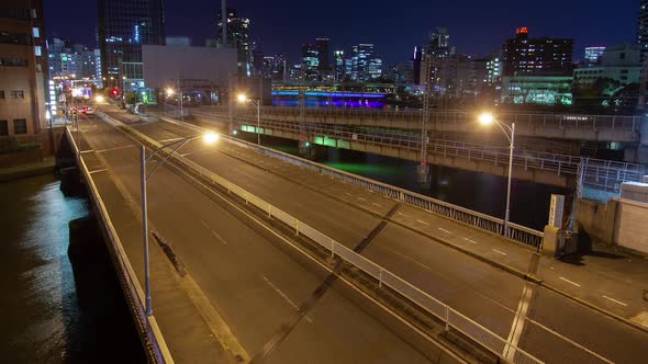 Osaka Night Road Lights City Traffic Timelapse