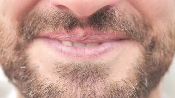 Close Up of Smiling Man Lips and Teeth